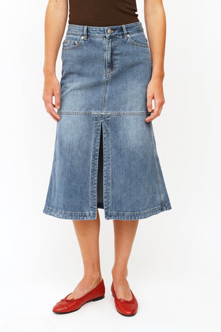 Tibi Blue Denim Panel Skirt