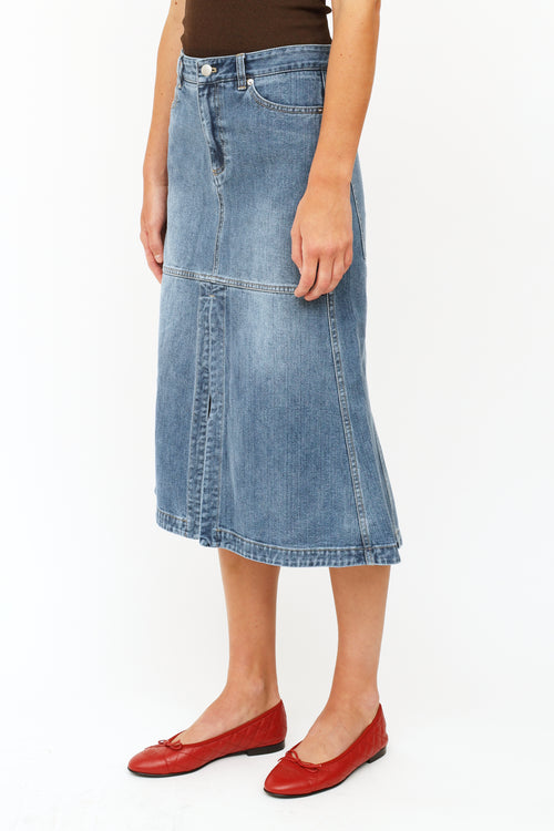 Tibi Blue Denim Panel Skirt