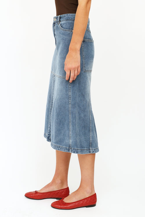 Tibi Blue Denim Panel Skirt