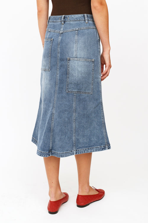 Tibi Blue Denim Panel Skirt