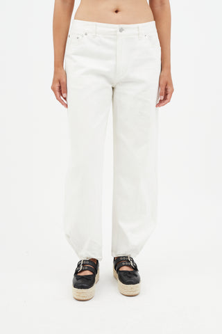 Tibi White Tapered Denim Jeans