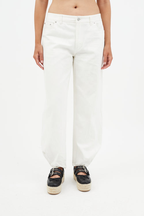 Tibi White Tapered Denim Jeans