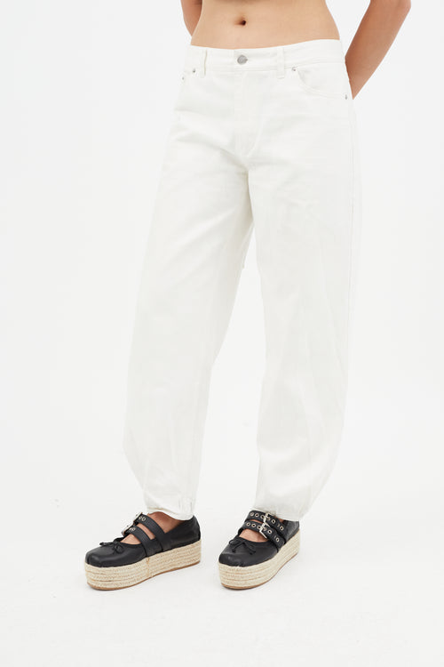 Tibi White Tapered Denim Jeans