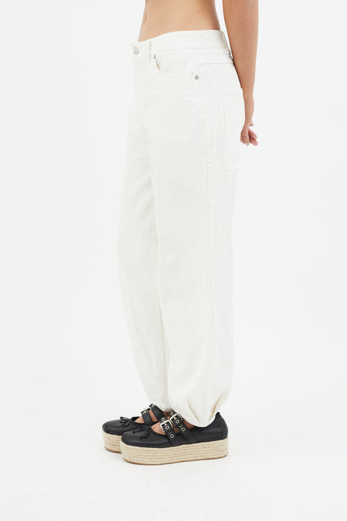 Tibi White Tapered Denim Jeans