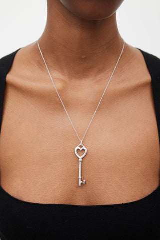 Tiffany 
Co. Silver Heart Key Necklace