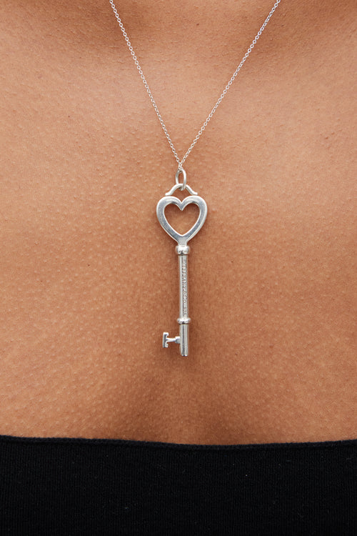 Tiffany 
Co. Silver Heart Key Necklace