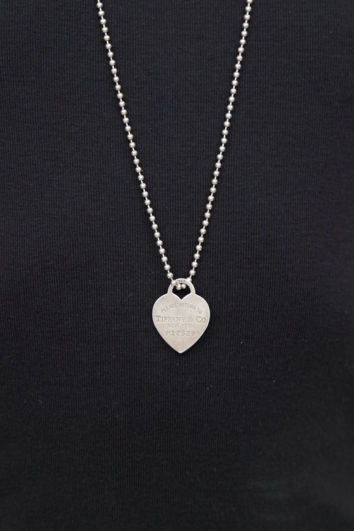 Tiffany 
Co. Sterling Silver Heart Charm Long Necklace