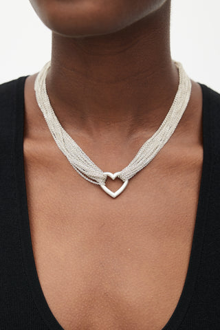 Tiffany 
Co. Sterling Silver Heart Multi Chain Necklace