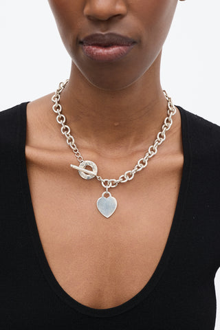 Tiffany 
Co. Sterling Silver Heart Charm Choker Necklace