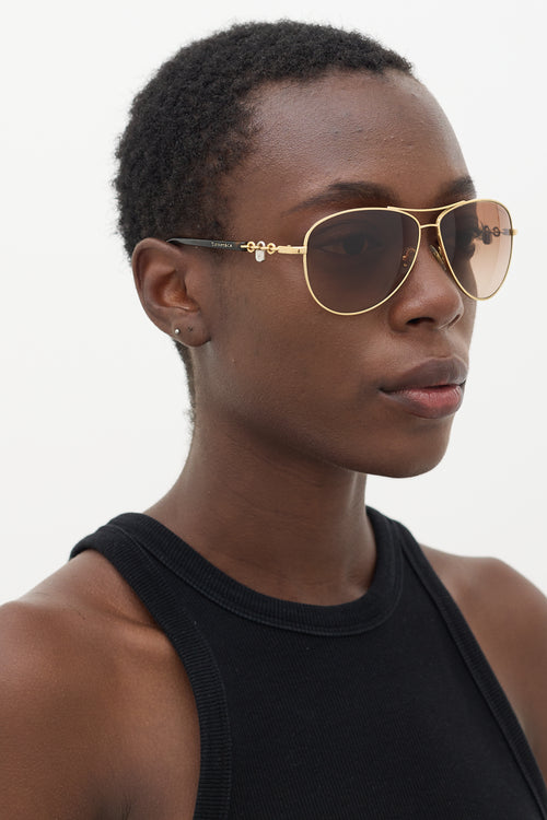 Tiffany 
Co. Gold TF3034 Aviator Sunglasses