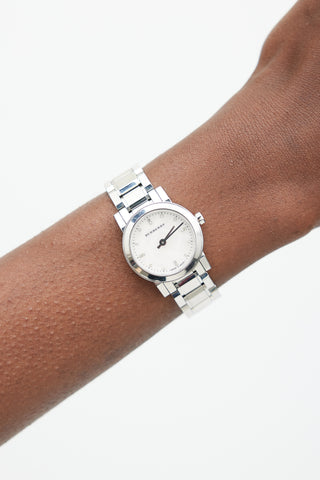 Burberry Silver 
White Heritage Watch