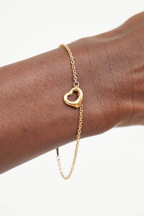 Tiffany 
Co 18K Yellow Gold Open Heart Pendant Bracelet