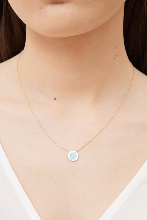 Tiffany 
Co. Rose Gold Diamond 
Turqoise Necklace