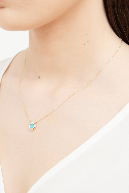 Tiffany 
Co. Rose Gold Diamond 
Turqoise Necklace