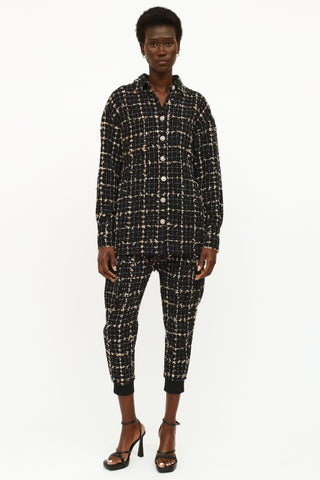 VSP Archive Black 
Gold Tweed Jacket 
Pant Set