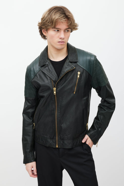 Tiger of Sweden Green Leather Biker Jacket