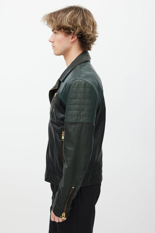 Tiger of Sweden Green Leather Biker Jacket