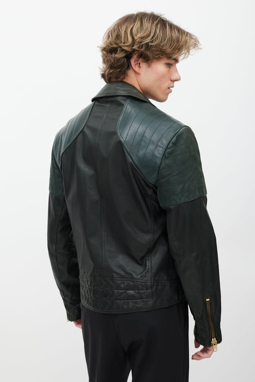 Tiger of Sweden Green Leather Biker Jacket