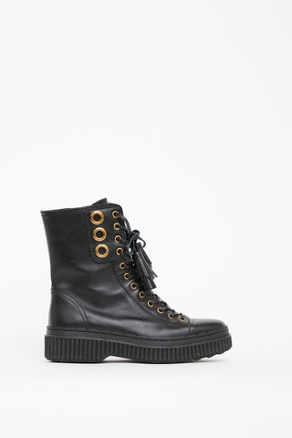 Tod
s Black Leather Lace Up Boot