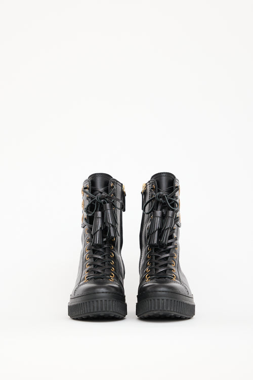 Tod
s Black Leather Lace Up Boot