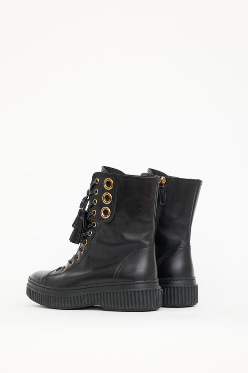 Tod
s Black Leather Lace Up Boot