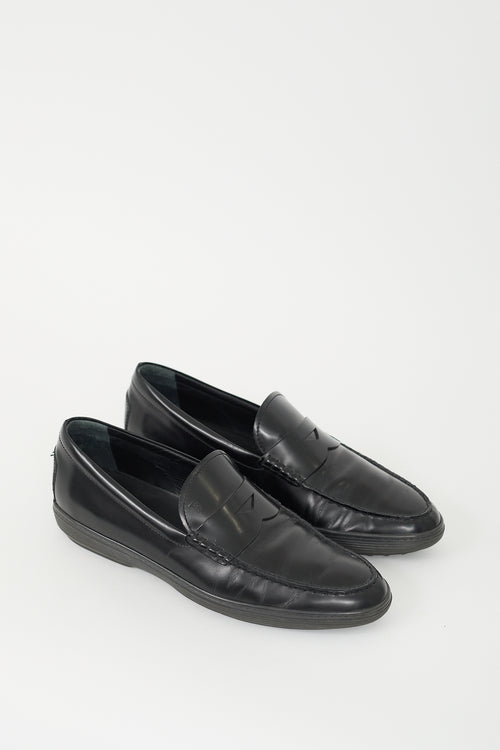 Tod
s Black Leather Penny Loafer