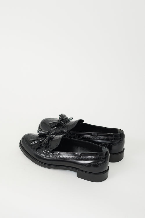 Tod
s Black Leather Tassel Brogue Loafer