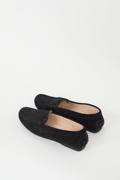 Tod
s Black Suede Driving Loafer