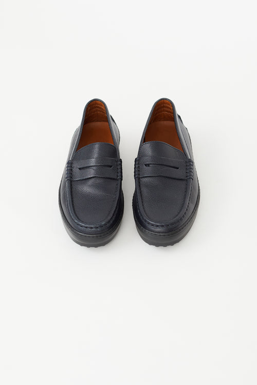 Tod
s Black Leather Penny Loafer