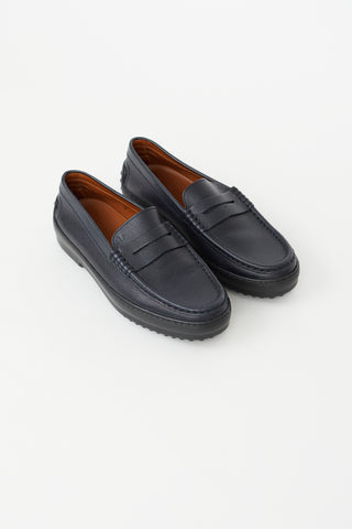 Tod
s Black Leather Penny Loafer