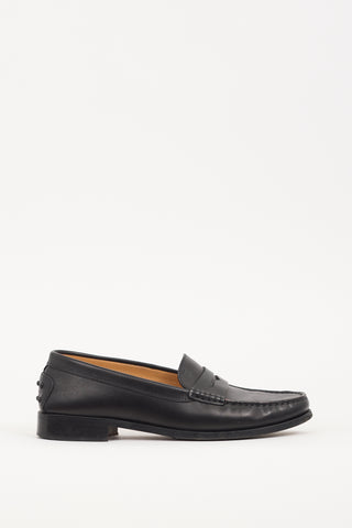 Tod
s Black Leather Penny Loafer