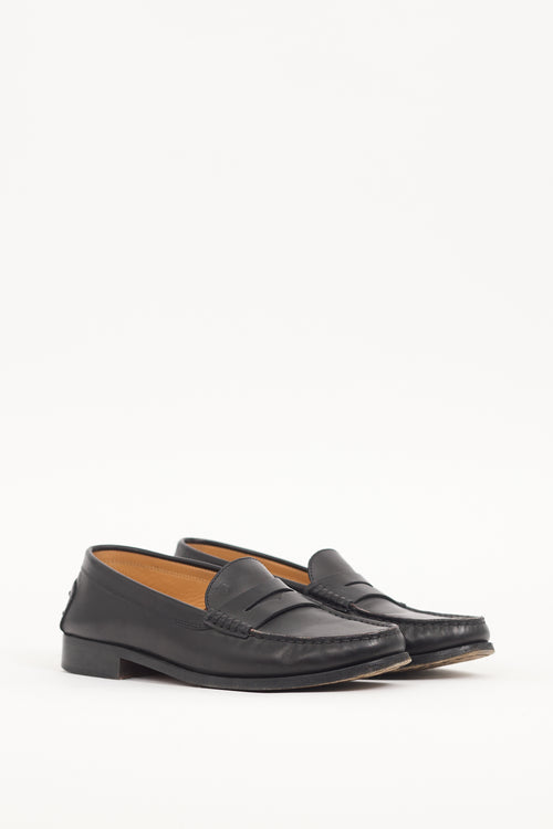 Tod
s Black Leather Penny Loafer