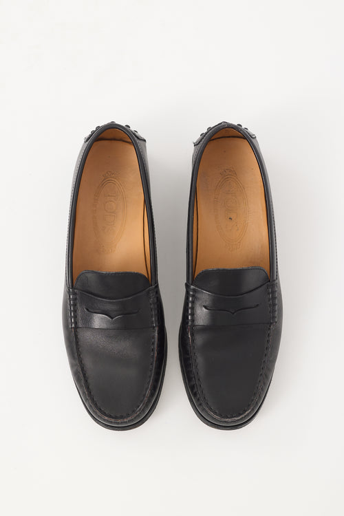 Tod
s Black Leather Penny Loafer