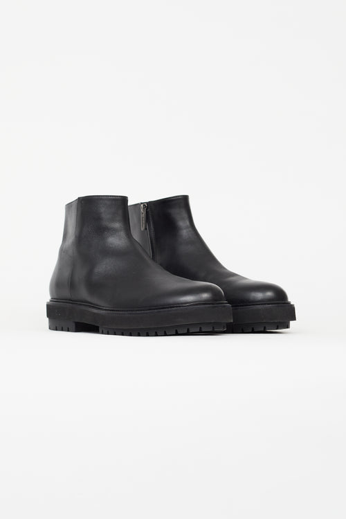 Tod
s Black Leather Side Zip Ankle Boot