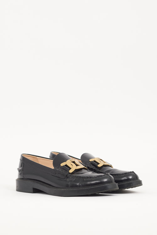 Tod
s Black Patent Leather Embellished Loafer