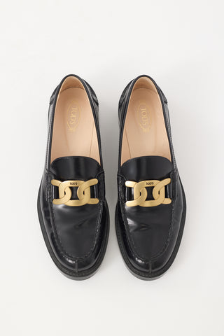 Tod
s Black Patent Leather Embellished Loafer