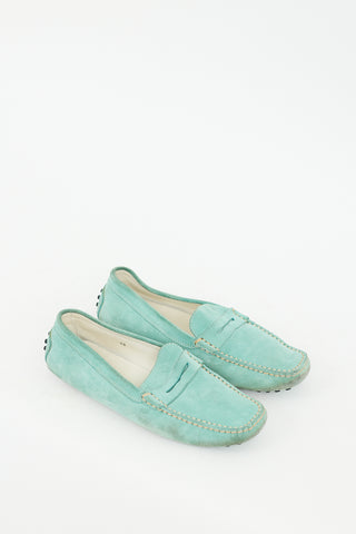 Tod
s Blue Suede Contrast Stitch Loafer