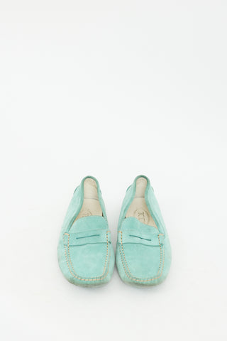 Tod
s Blue Suede Contrast Stitch Loafer