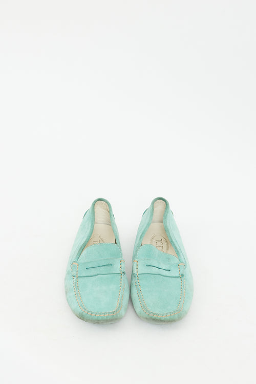 Tod
s Blue Suede Contrast Stitch Loafer