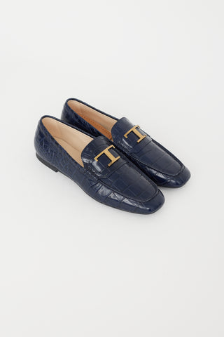 Tod
s Blue Textured Leather Loafer