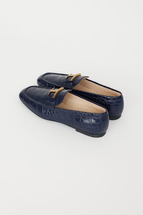 Tod
s Blue Textured Leather Loafer