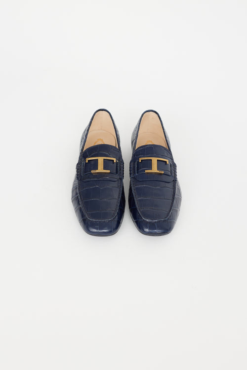 Tod
s Blue Textured Leather Loafer