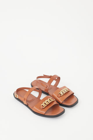 Tod
s Brown Leather Chain Sandal