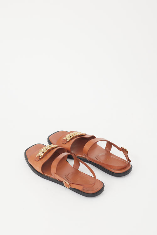 Tod
s Brown Leather Chain Sandal