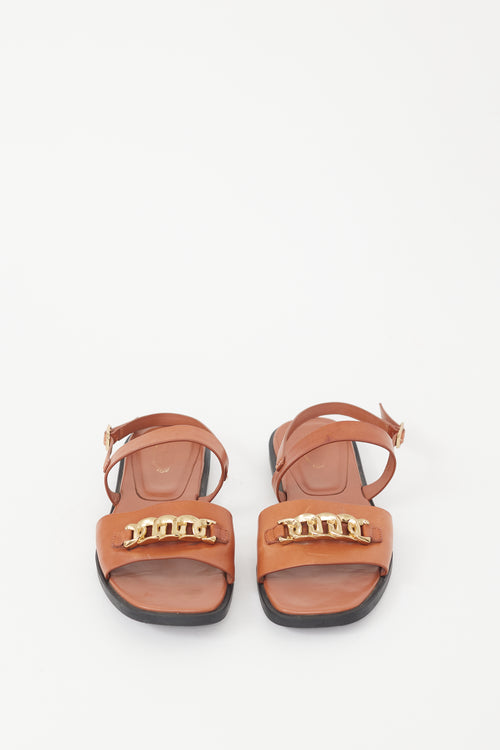 Tod
s Brown Leather Chain Sandal