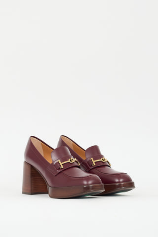 Tod
s Burgundy Leather Double T Heeled Loafer