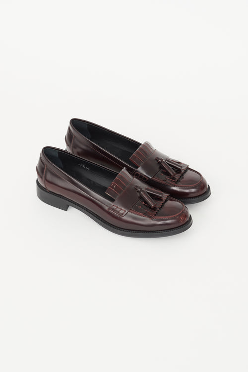 Tod
s Burgundy Patent Kiltie Fringe Loafer