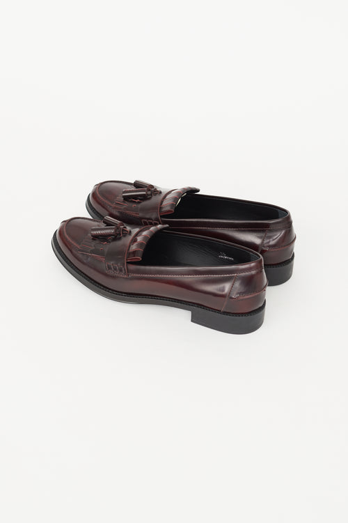 Tod
s Burgundy Patent Kiltie Fringe Loafer