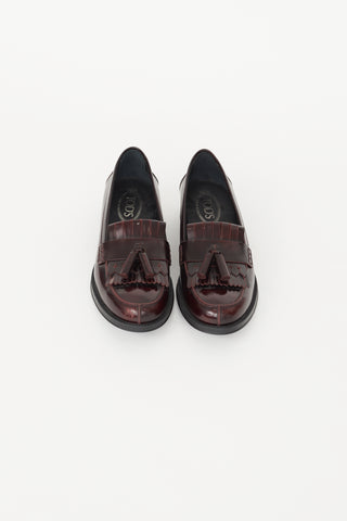 Tod
s Burgundy Patent Kiltie Fringe Loafer