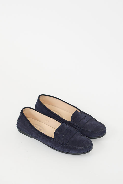 Tod
s Navy Suede Driving Loafer